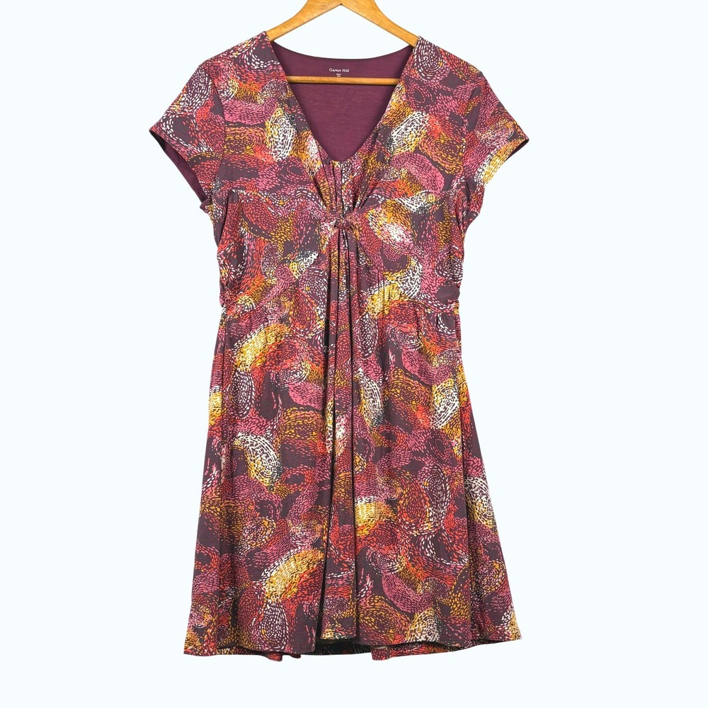 Garnet Hill Women Cap Sleeve Twist Front Jersey Mini Dress Fits like 12P
